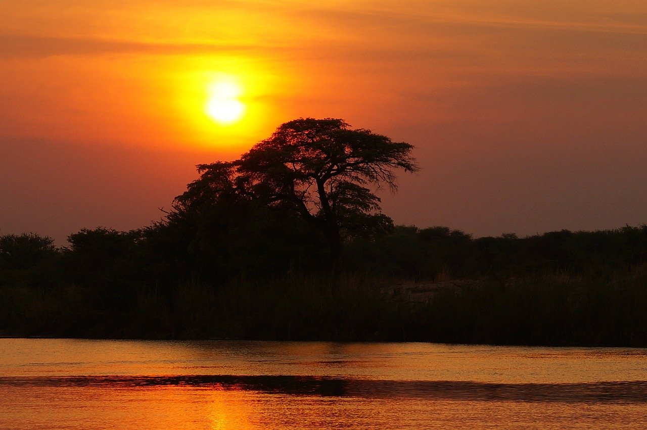 ボツワナ　世界遺産　夕陽　自然　風景　絶景