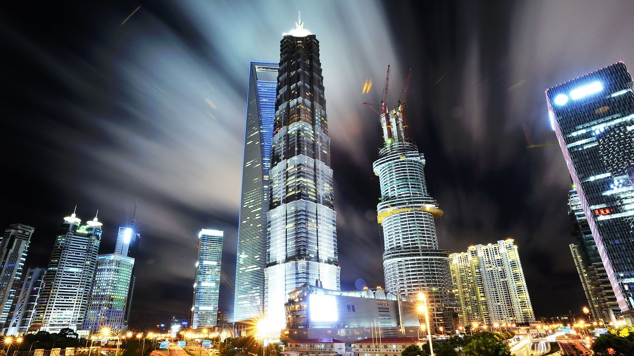 中国　上海　ビル　建築　風景　街並み